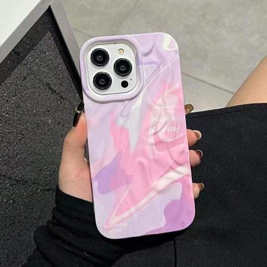 Rainbow Aesthetic Textured Positive iPhone Soft Silicone Case - Good Luck & Have a Nice Day