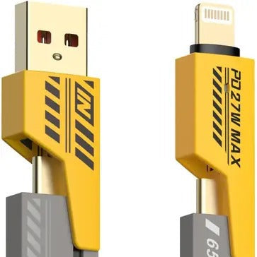 DC 4-in-1 Fast Charging Cable – 65W USB-C & USB-A | Metal Braided | iPhone & Android Compatible