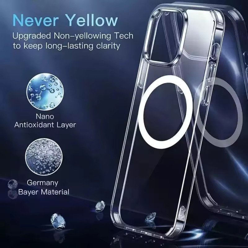 UltraHybrid™ Clear Anti-Yellow MagSafe iPhone Case – Shockproof & Compatible with All iPhone Models