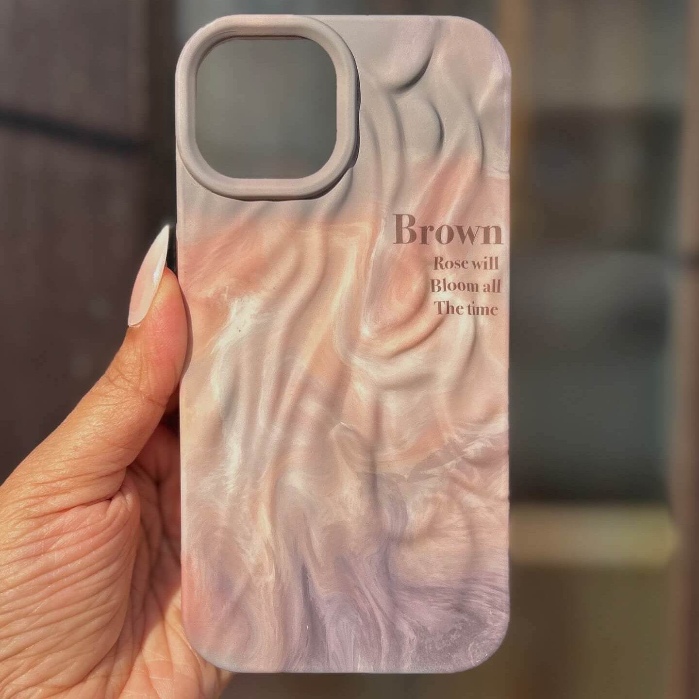 Aesthetic 3-D Textured Positive iPhone Soft Silicone Case - Brown