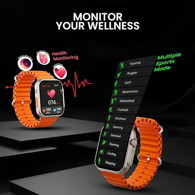T800 Ultra Smart Watch with Bluetooth Calling, 1.99" HD Display, Fitness & Health Tracker, 8 UI Modes