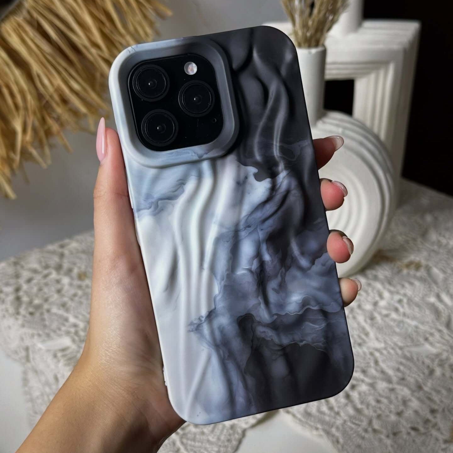 Aesthetic 3-D Textured Positive iPhone Soft Silicone Case - Black