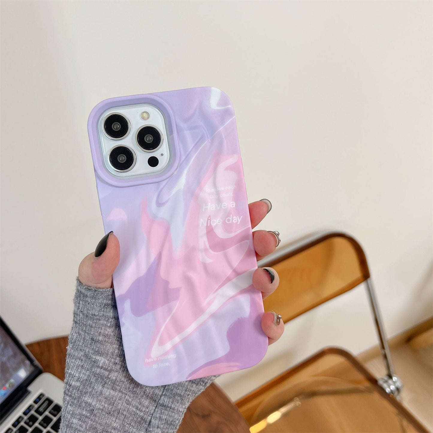 Rainbow Aesthetic Textured Positive iPhone Soft Silicone Case - Good Luck & Have a Nice Day