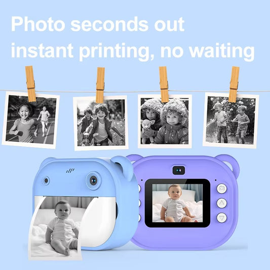 DC Instant Print Camera – Dual Lens, Memory Card Slot & Free Rolls | No-Ink Printing