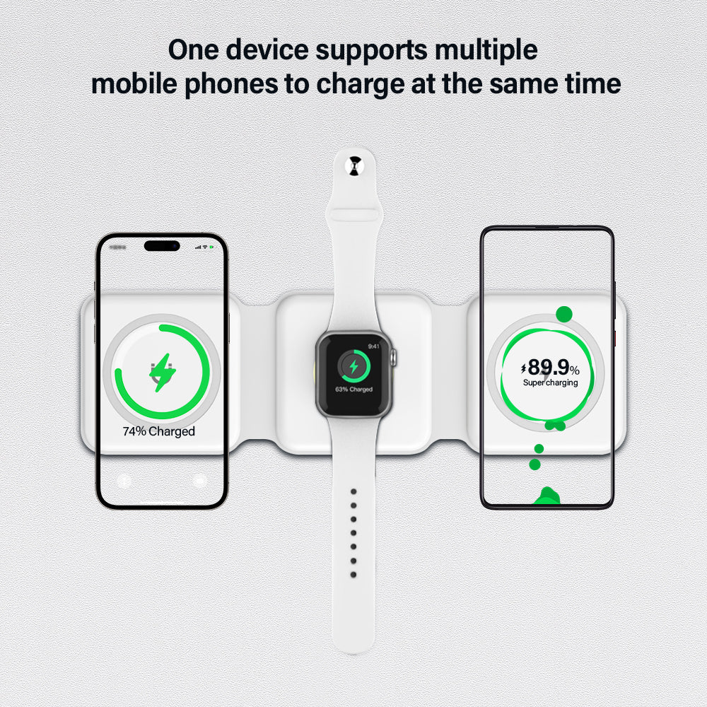 3 in 1 Magnetic fold 15W Wireless Charger Stand Fast Wireless Charging Station