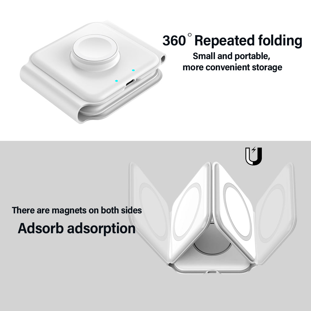 3 in 1 Magnetic fold 15W Wireless Charger Stand Fast Wireless Charging Station