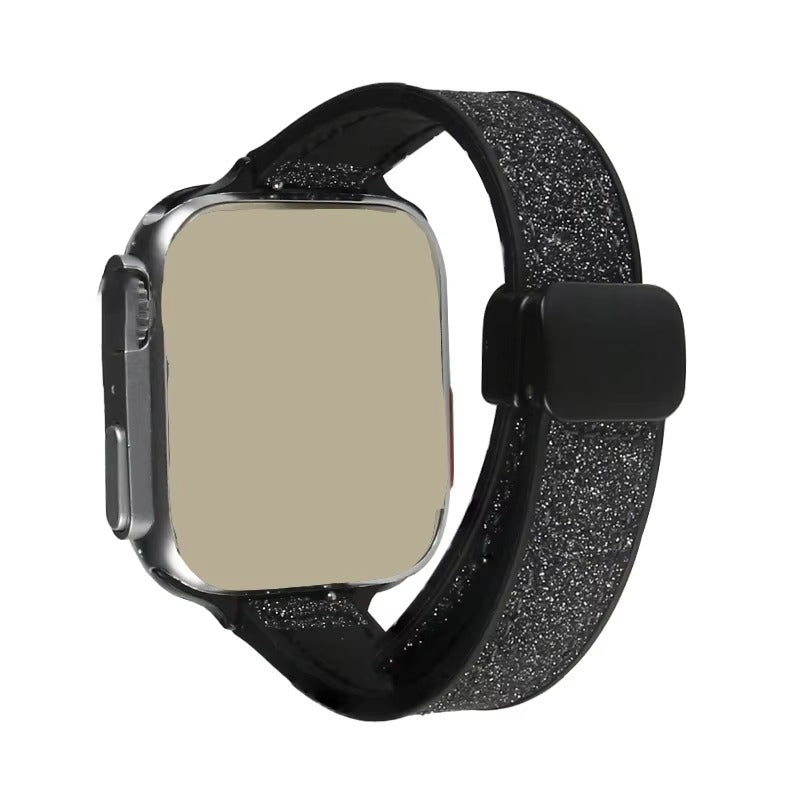 Glitter Magnetic Leather Silicone Strap for Apple Watch – Stylish, Comfortable & Secure Fit Band