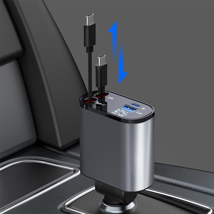 Smart | 4 in 1 Retractable cables 2 Type C and iOS Fast Charging 120W Car Phone Charger