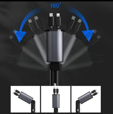 Smart | 4 in 1 Retractable cables 2 Type C and iOS Fast Charging 120W Car Phone Charger