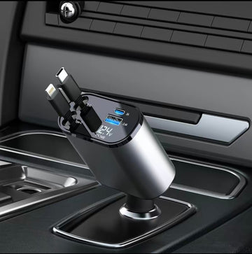 Smart | 4 in 1 Retractable cables 2 Type C and iOS Fast Charging 120W Car Phone Charger