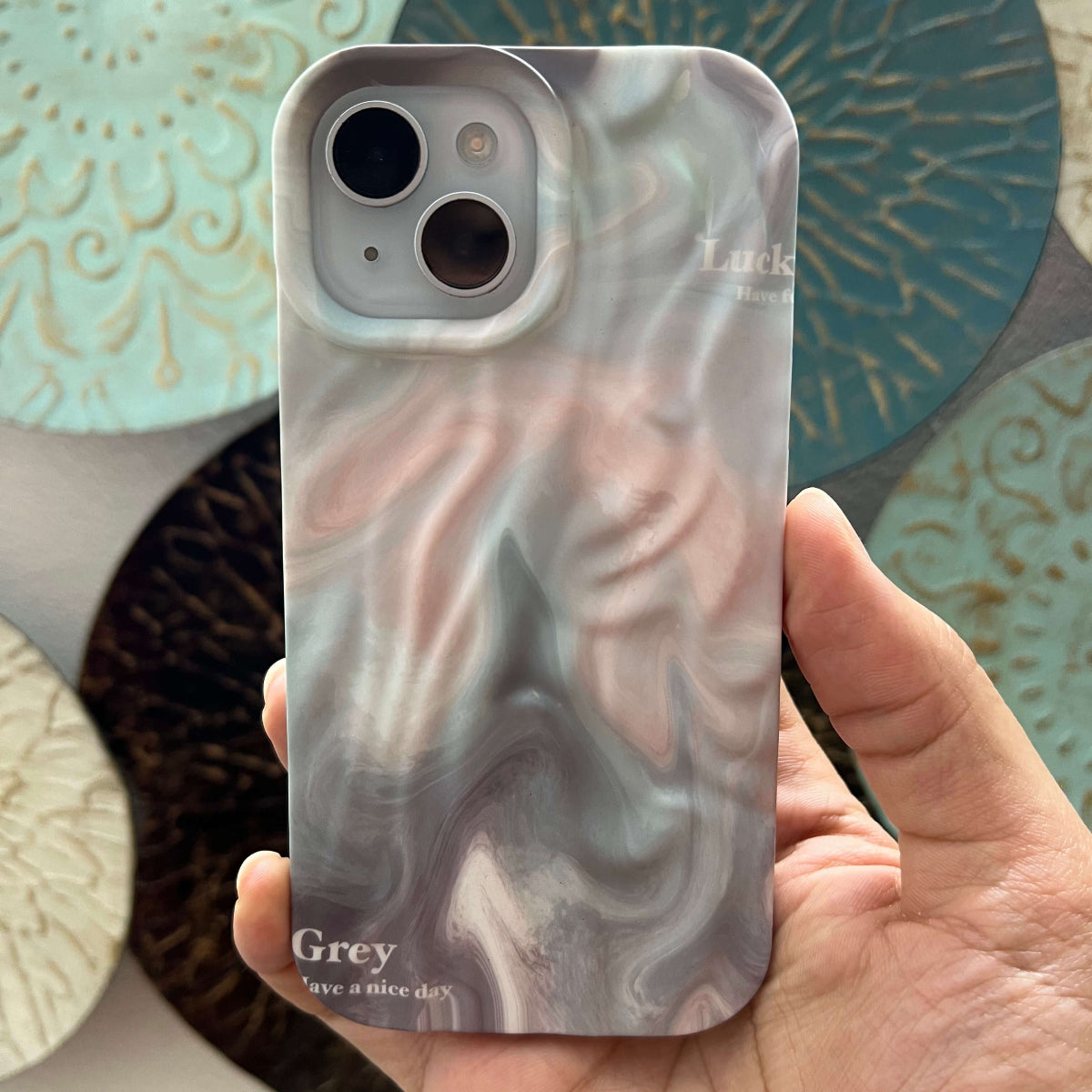 Aesthetic 3-D Textured Positive iPhone Soft Silicone Case - Grey