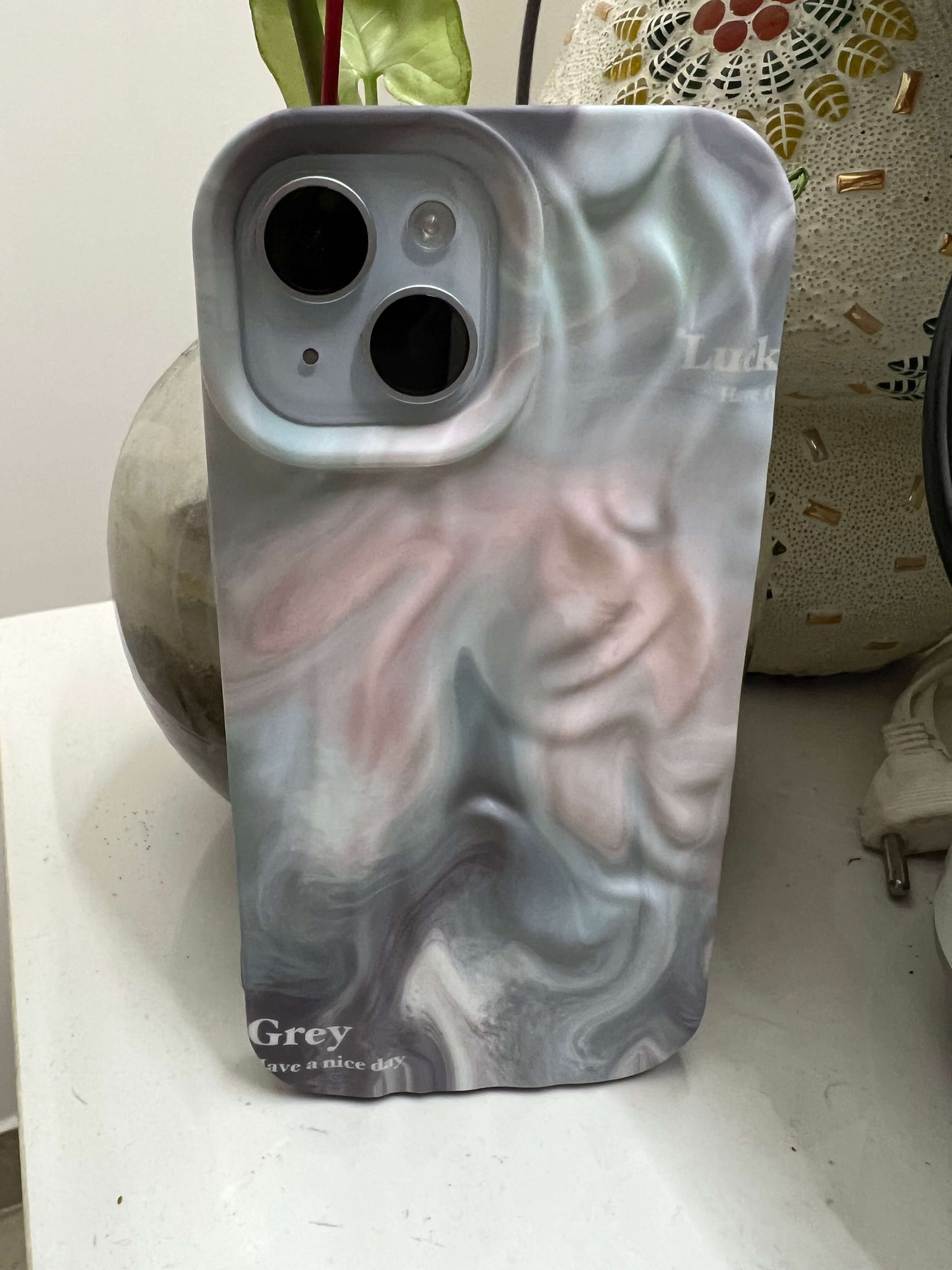 Aesthetic 3-D Textured Positive iPhone Soft Silicone Case - Grey