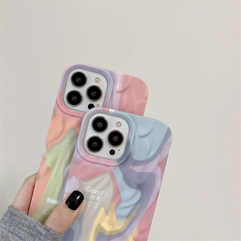 Rainbow Aesthetic Textured Positive iPhone Soft Silicone Case - Good Luck & Have a Nice Day