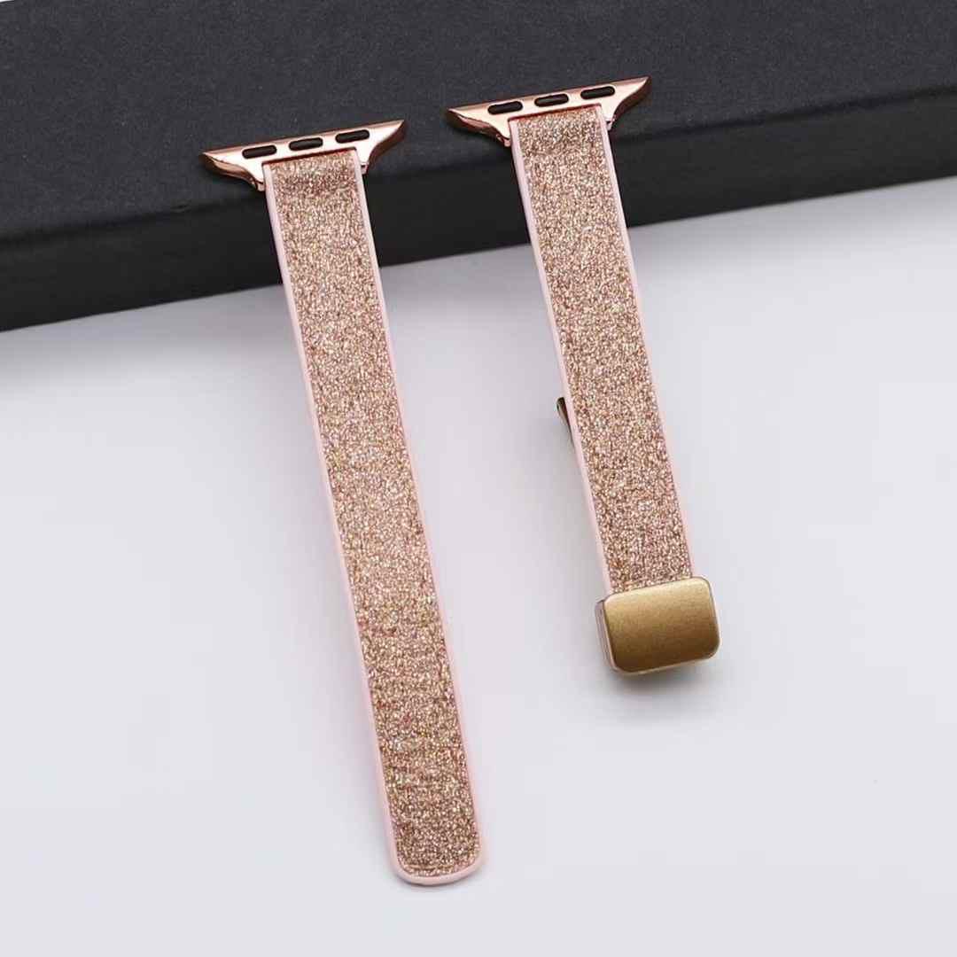 Glitter Magnetic Leather Silicone Strap for Apple Watch – Stylish, Comfortable & Secure Fit Band