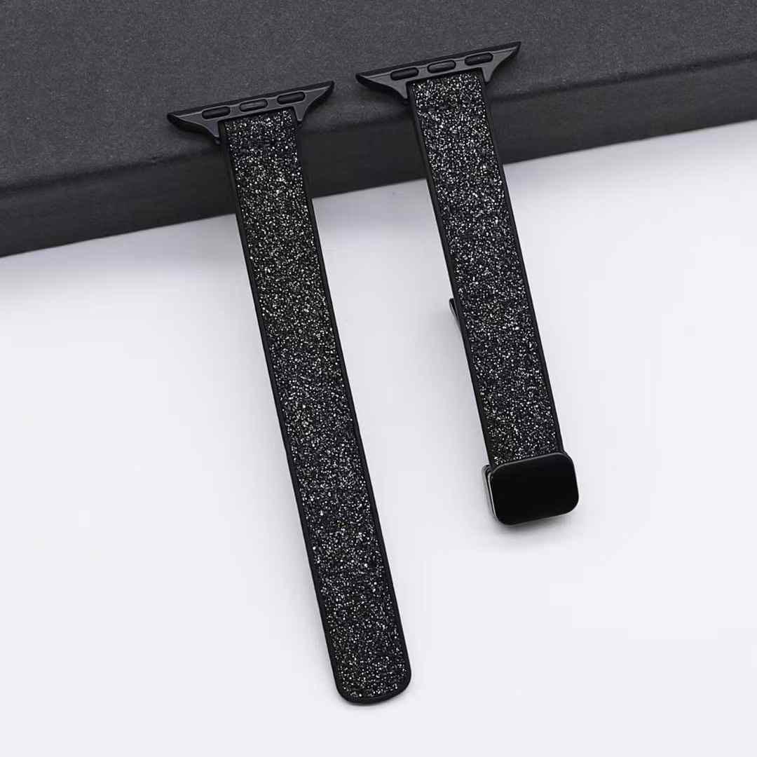 Glitter Magnetic Leather Silicone Strap for Apple Watch – Stylish, Comfortable & Secure Fit Band