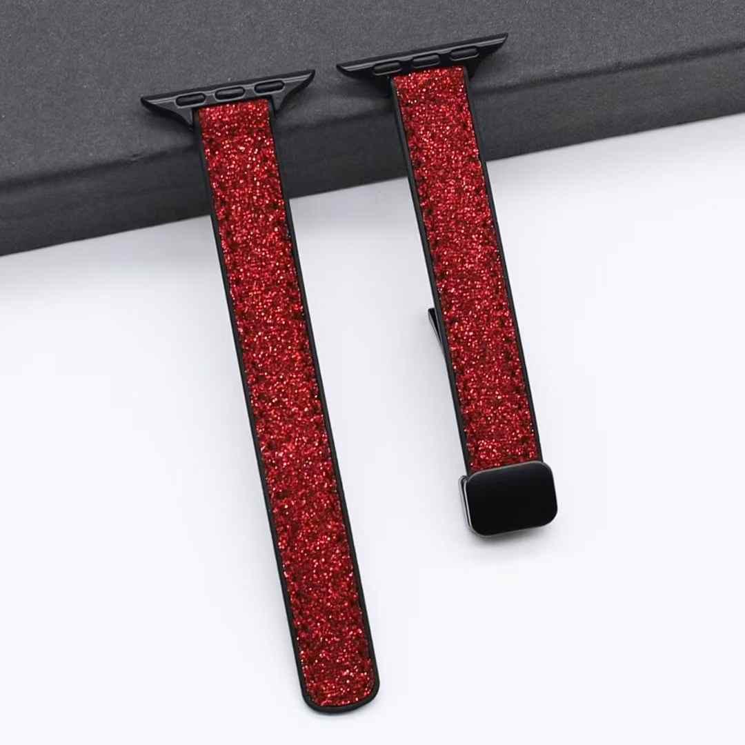 Glitter Magnetic Leather Silicone Strap for Apple Watch – Stylish, Comfortable & Secure Fit Band
