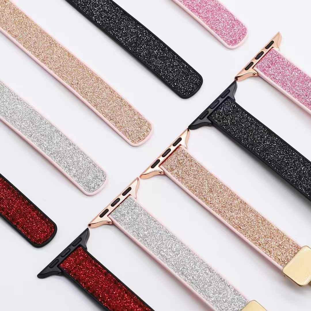 Glitter Magnetic Leather Silicone Strap for Apple Watch – Stylish, Comfortable & Secure Fit Band