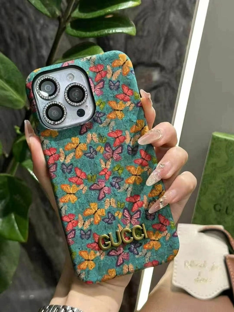 Luxury Gucci-Inspired Oil-Painted Floral Leather Case for iPhone – Premium Designer Back Cover