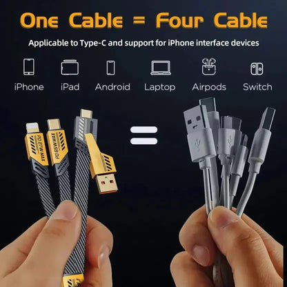 DC 4-in-1 Fast Charging Cable – 65W USB-C & USB-A | Metal Braided | iPhone & Android Compatible
