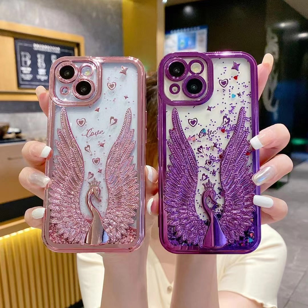 Electroplate Diamond Angel Wings Glitter Clear Case For iPhone Series