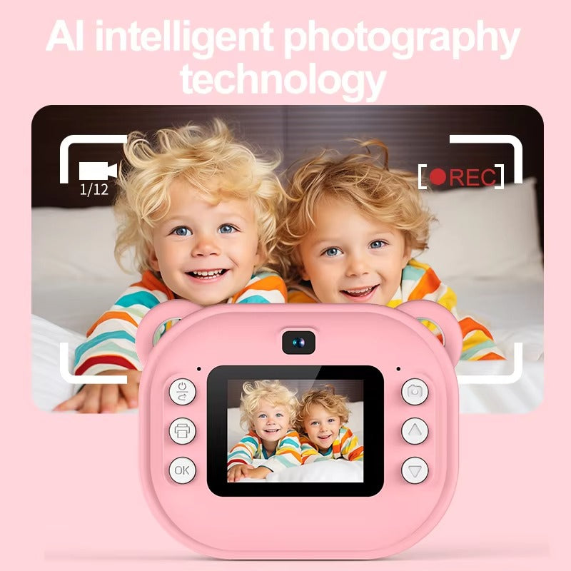 DC Instant Print Camera – Dual Lens, Memory Card Slot & Free Rolls | No-Ink Printing