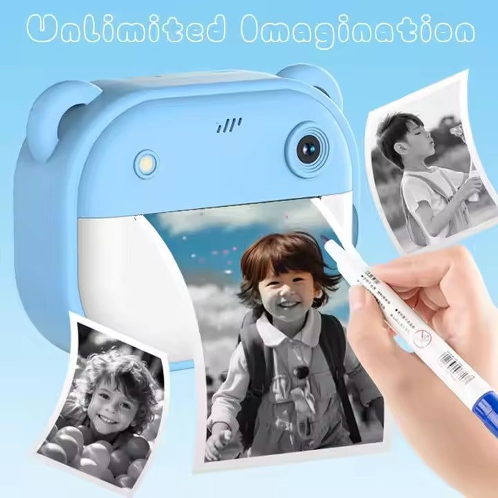 DC Instant Print Camera – Dual Lens, Memory Card Slot & Free Rolls | No-Ink Printing