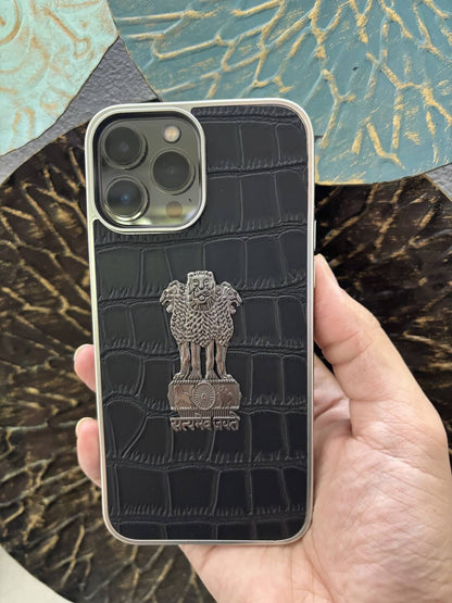 Satyamev Jayate Leather Case for iPhone & Samsung – Textured Grip, Stylish Protection