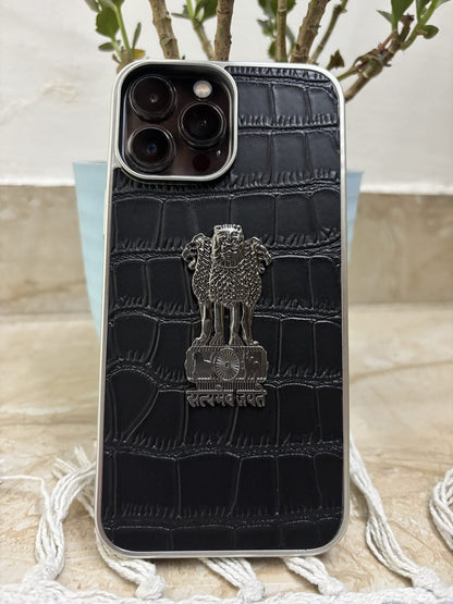 Satyamev Jayate Leather Case for iPhone & Samsung – Textured Grip, Stylish Protection