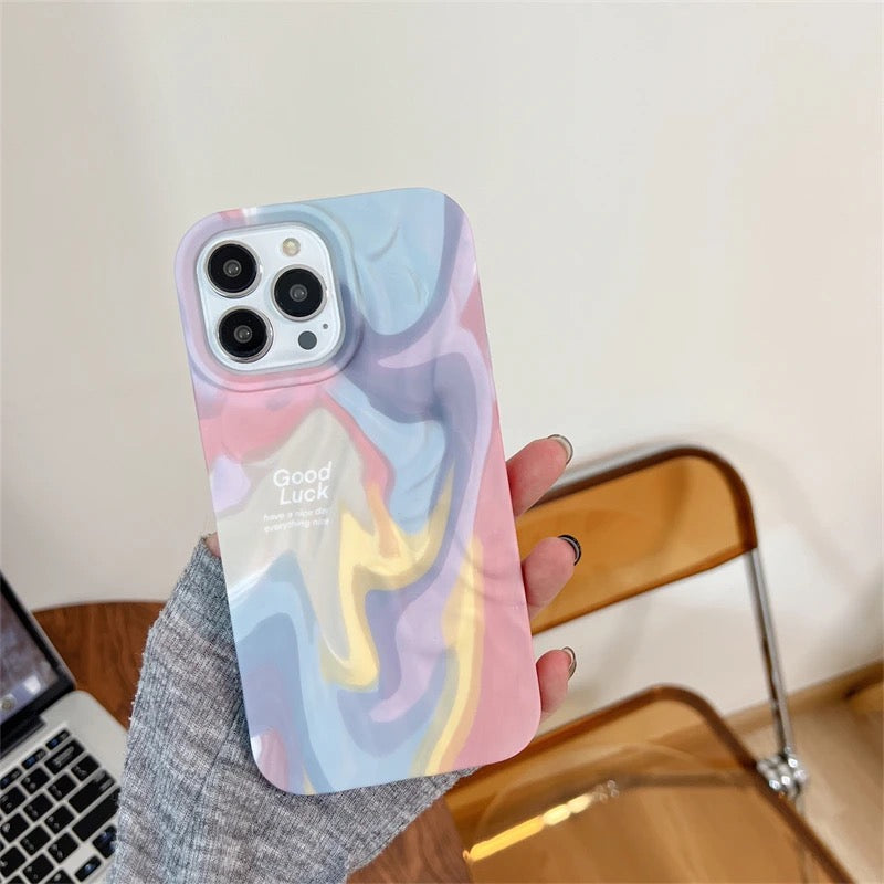 Rainbow Aesthetic Textured Positive iPhone Soft Silicone Case