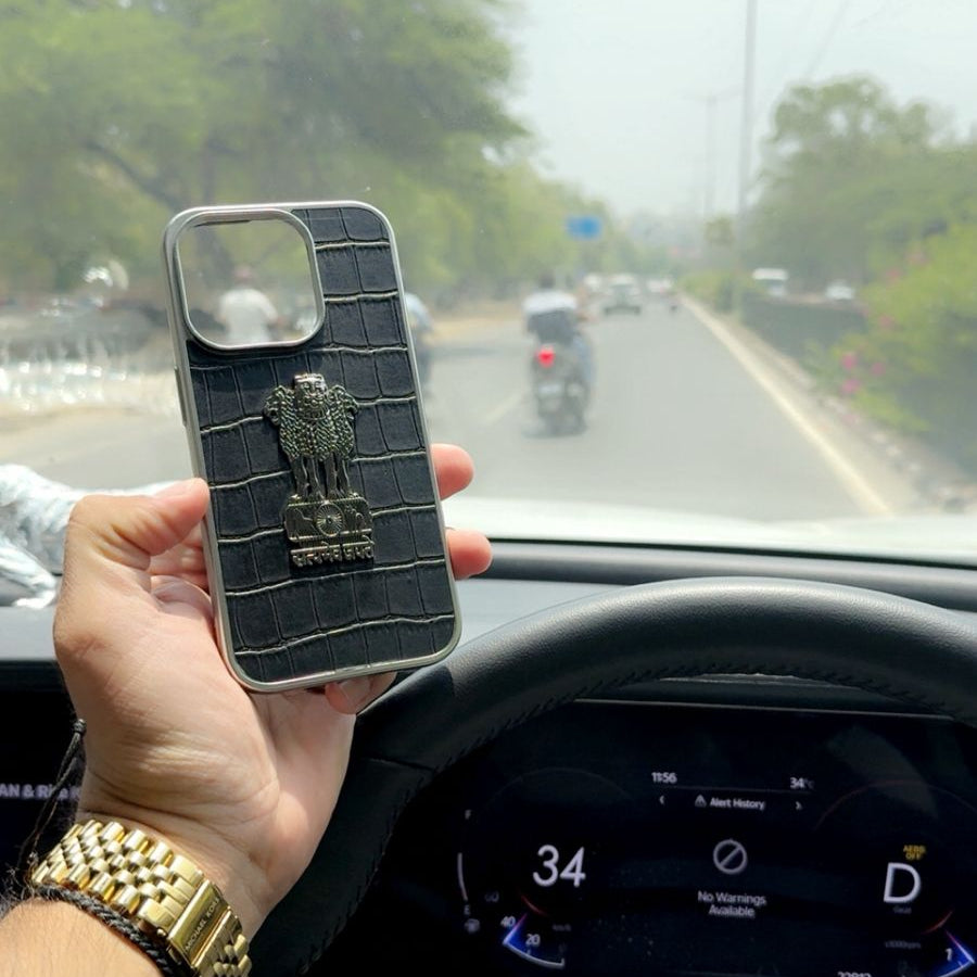 Satyamev Jayate Leather Case for iPhone & Samsung – Textured Grip, Stylish Protection