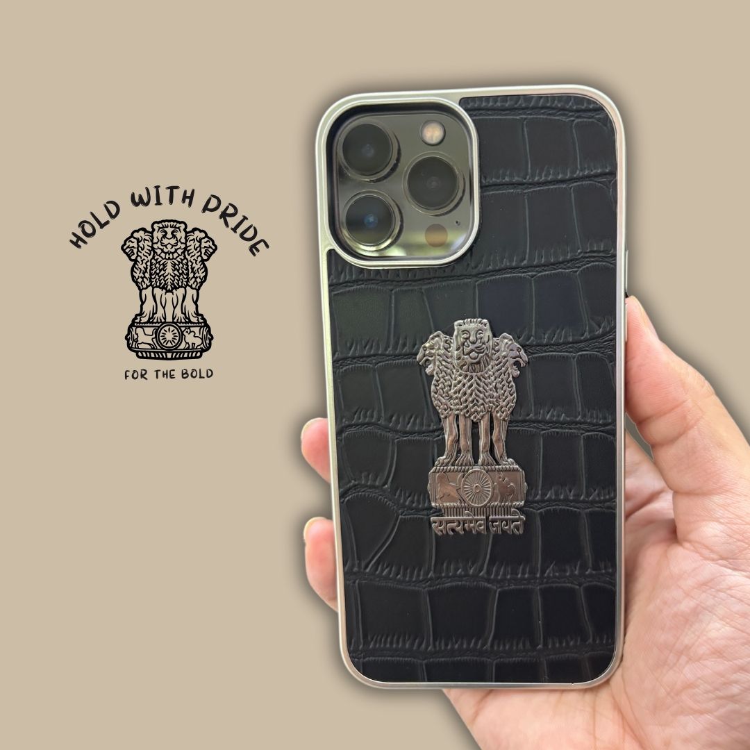 Satyamev Jayate Leather Case for iPhone & Samsung – Textured Grip, Stylish Protection