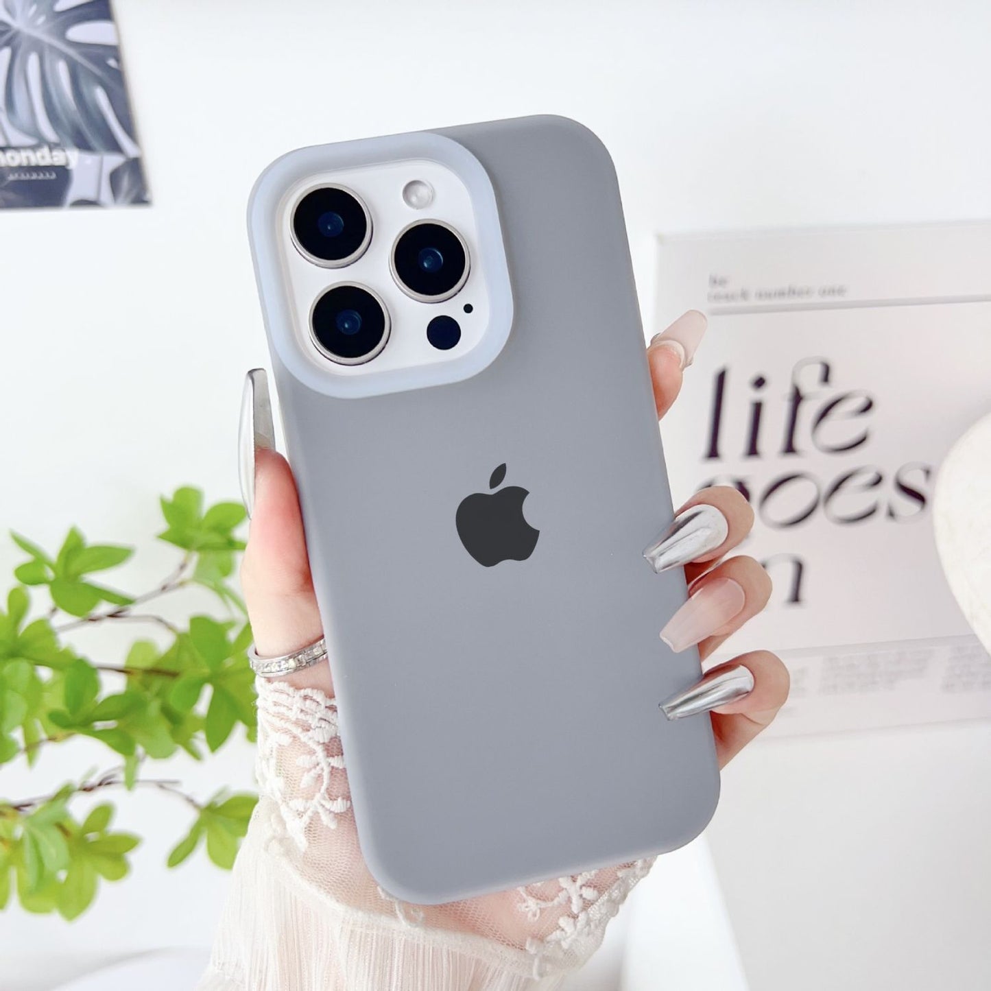 Jelly Liquid Silicone+PC Anti-drop Phone Case Protective Back Cover for iPhone