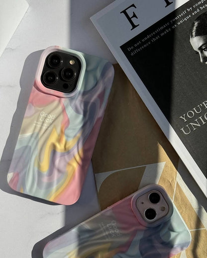 Rainbow Aesthetic Textured Positive iPhone Soft Silicone Case - Good Luck & Have a Nice Day