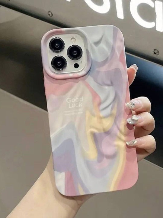 Rainbow Aesthetic Textured Positive iPhone Soft Silicone Case - Good Luck & Have a Nice Day