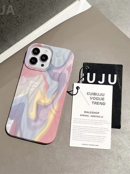 Rainbow Aesthetic Textured Positive iPhone Soft Silicone Case - Good Luck & Have a Nice Day