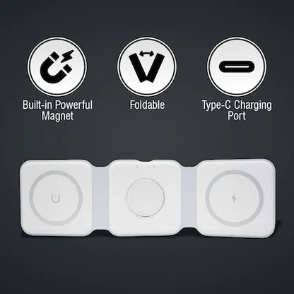 3 in 1 Magnetic fold 15W Wireless Charger Stand Fast Wireless Charging Station